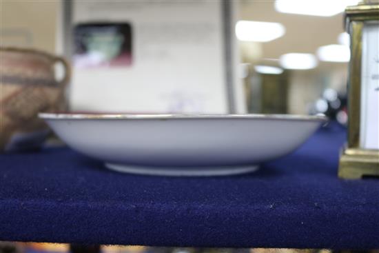 A Chinese enamelled pink ground plate